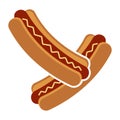 Hot Dog sausage or hotdog flat color icon for apps and websites Royalty Free Stock Photo