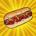 Hot dog sausage ketchup mustard Royalty Free Stock Photo