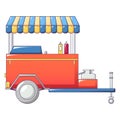 Hot dog shop icon, cartoon style