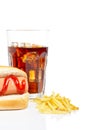 Hot dog, soda and french fries Royalty Free Stock Photo