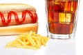 Hot dog, soda and french fries Royalty Free Stock Photo