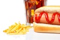 Hot dog, soda and french fries Royalty Free Stock Photo