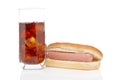 Hot dog and soda glass Royalty Free Stock Photo