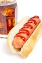 Hot dog and soda glass Royalty Free Stock Photo