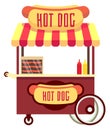 Hot dog stand. Cartoon street food cart Royalty Free Stock Photo