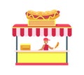 Hot-dog Stand Colorful Card Vector Illustration Royalty Free Stock Photo