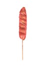 Hot dog on the stick. Watercolor illustration. Royalty Free Stock Photo