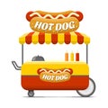 Hot dog street food cart. Colorful vector image Royalty Free Stock Photo
