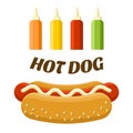 Hot dog street food set. Colorful vector image Royalty Free Stock Photo