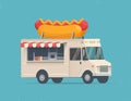 Hot Dog Street Food Truck. Vector Royalty Free Stock Photo