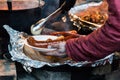 Hot dog street vendor in Riga