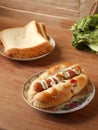 Hot dog and toast breakfast Royalty Free Stock Photo