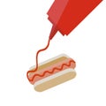 Hot dog, vector illustration on white background. Royalty Free Stock Photo
