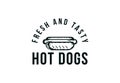 hot dog vector logo, fast food, junk food. vintage vector illustration. Royalty Free Stock Photo
