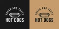 hot dog vector logo, fast food, junk food. vintage vector illustration Royalty Free Stock Photo