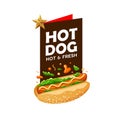 Hot dog vector, poster promote design background