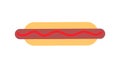 Hot dog on white background, vector illustration. bun with sausage, ketchup, mustard. hearty filling, a harmful dish. fast food
