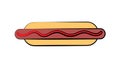 Hot dog on white background, vector illustration. bun with sausage, ketchup, mustard. hearty filling, a harmful dish. fast food