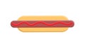 Hot dog on white background, vector illustration. bun with sausage, ketchup, mustard. hearty filling, a harmful dish. lunch with