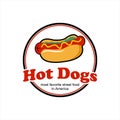 Hot dogs bun logo design template American street food