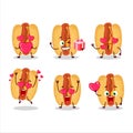 Hot dogs cartoon character with love cute emoticon