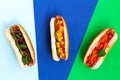Homemade hot dogs with carrot on the table. Royalty Free Stock Photo