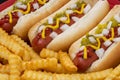 Hot Dogs Grilled in Buns and French Fries Royalty Free Stock Photo