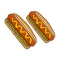 Hot dogs buns illustration Royalty Free Stock Photo