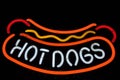 Hot Dogs Neon Red, Yellow and White Sign Royalty Free Stock Photo