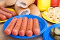 Hot dogs on a plate Royalty Free Stock Photo