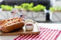 hot dogs with small us flags