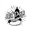 Hot dogs vintage logo design template