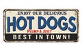 Hot dogs vintage rusty metal sign