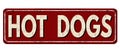 Hot dogs vintage rusty metal sign