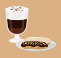 Hot Drink with Cakes Poster Vector Illustration