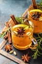 Hot Toddy. Mulled pear cider or spiced tea or grog Royalty Free Stock Photo