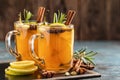 Hot Toddy. Mulled pear cider or spiced tea or grog Royalty Free Stock Photo