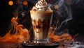 Hot drink, coffee cup, milk, chocolate, whipped cream, dessert generated by AI Royalty Free Stock Photo