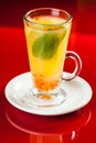 Hot drink with mint and sea-buckthorn