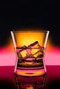 Hot drink shots in bar on color abstract background Royalty Free Stock Photo