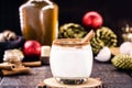 Hot eggnog typical of Christmas, made at home all over the world, based on eggs and alcohol. called eggnog, Auld Man`s milk, milk