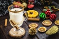 Hot eggnog typical of Christmas, made at home all over the world, based on eggs and alcohol. called eggnog, Auld Man`s milk, milk