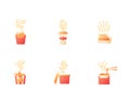 Hot fast food take out vector flat color icon set Royalty Free Stock Photo