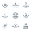 Hot fastfood logo set, simple style