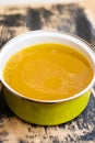 Hot fat chicken stock in a kettle Royalty Free Stock Photo