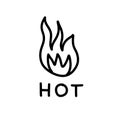 Hot fire doodle icon, vector illustration