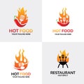 Hot Fire Food Logo Design Set Template Collection