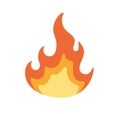 Hot fire icon. Abstract bonfire flame. Bright warm campfire symbol. Burning blaze of hell. Fiery energy and power