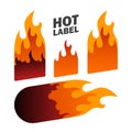 Hot fire label, promotion sign, price tag, hot sale, offer, hot discount. Vector flat illustrations Royalty Free Stock Photo