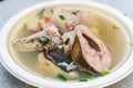 Hot fish soup with various vegetables Royalty Free Stock Photo